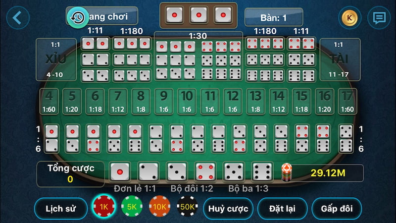 Game Sicbo với số lượng cửa cược phong phú